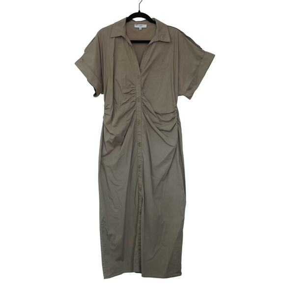 Saunders Beige Ruched Shirt Dress Sz 16 - Picture 5 of 11